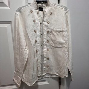 Pentagon medium white button down shirt